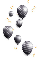 Celebrations background with black helium balloons and confetti