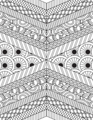 Mandala Zentangle Pattern Adult Coloring Page Line Art Psychedelic