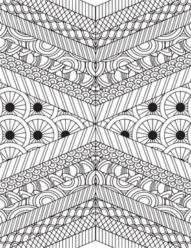 Mandala Zentangle Pattern Adult Coloring Page Line Art Psychedelic