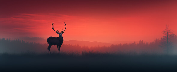 A deer at sunset
