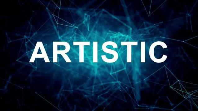 Animated futuristic texts about Graphic Design Freelancers, creative and artistic services