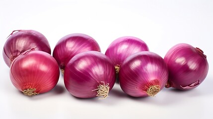 Generative AI : Red whole onion isolated on white background