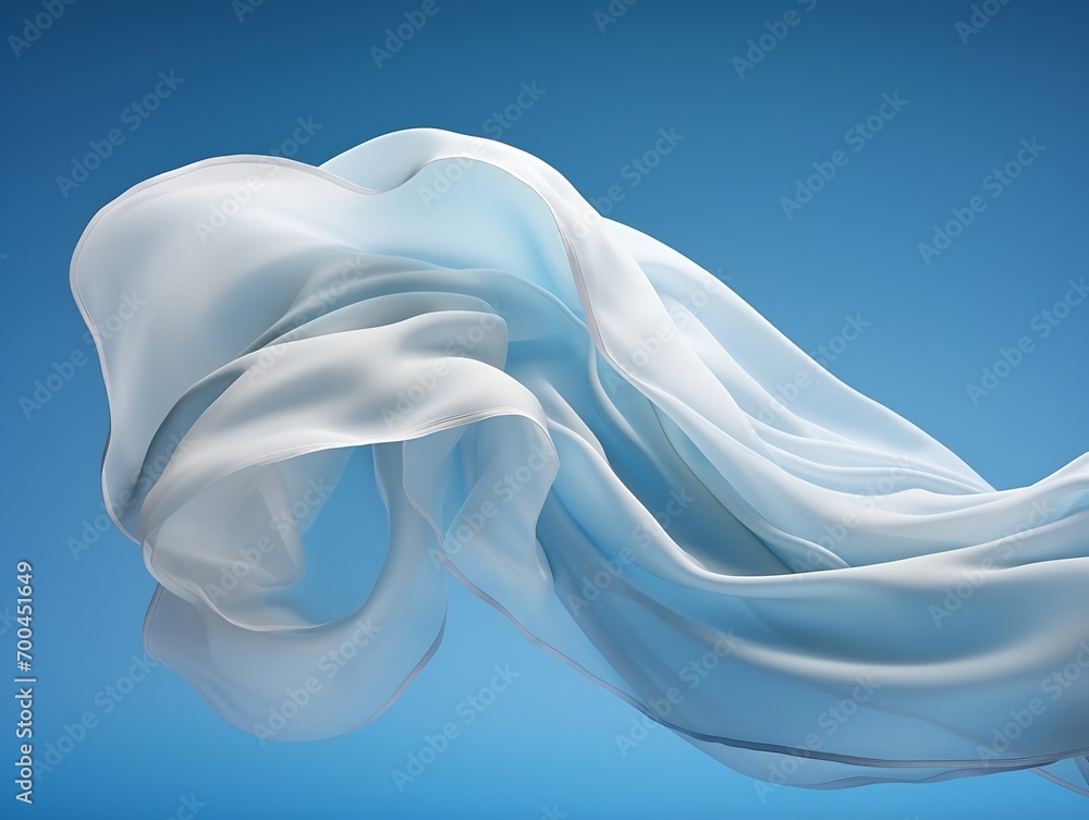 Poster generative ai : white and colored fabrics stretched in the wind