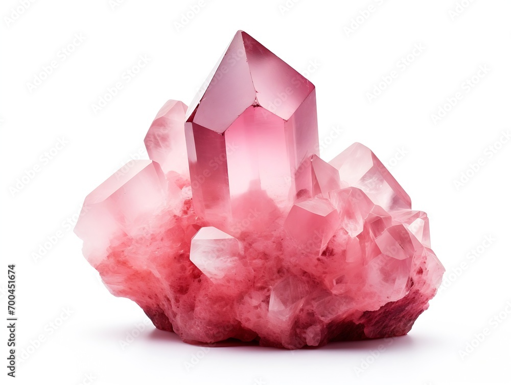 Aufkleber Generative AI : pink quartz gemstone isolated on a white background