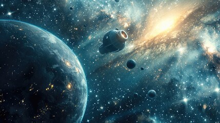 A captivating image of a space scene featuring various planets and stars. Perfect for use in science fiction projects or educational materials