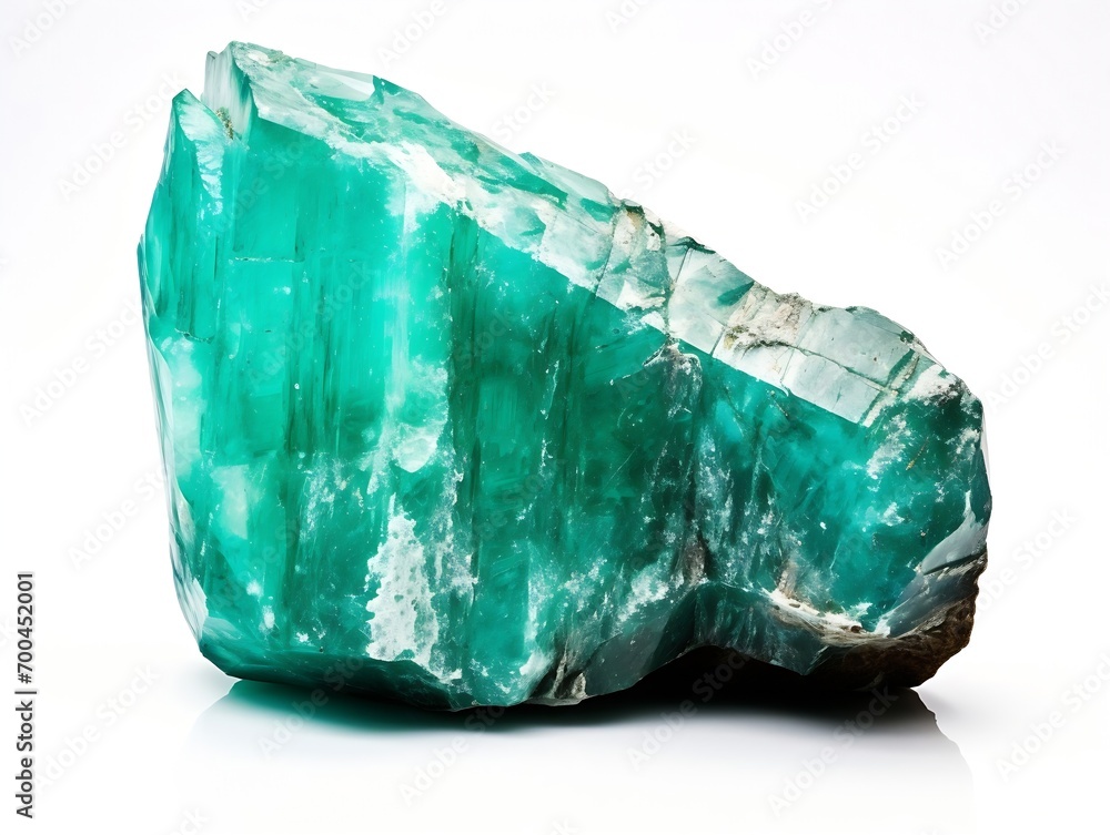 Aufkleber Generative AI : Natural amazonite gemstone isolated on white background.