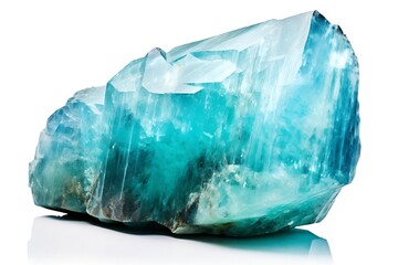 Fototapeta premium Generative AI : Aquamarine natural stone cutout on white background.