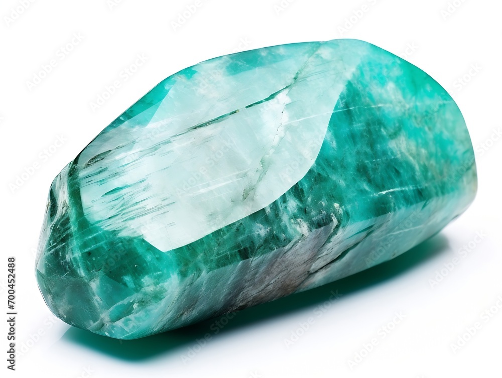 Aufkleber Generative AI : Natural amazonite gemstone isolated on white background.
