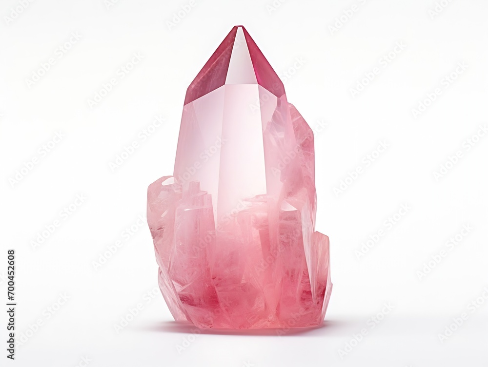 Aufkleber Generative AI : pink quartz gemstone isolated on a white background