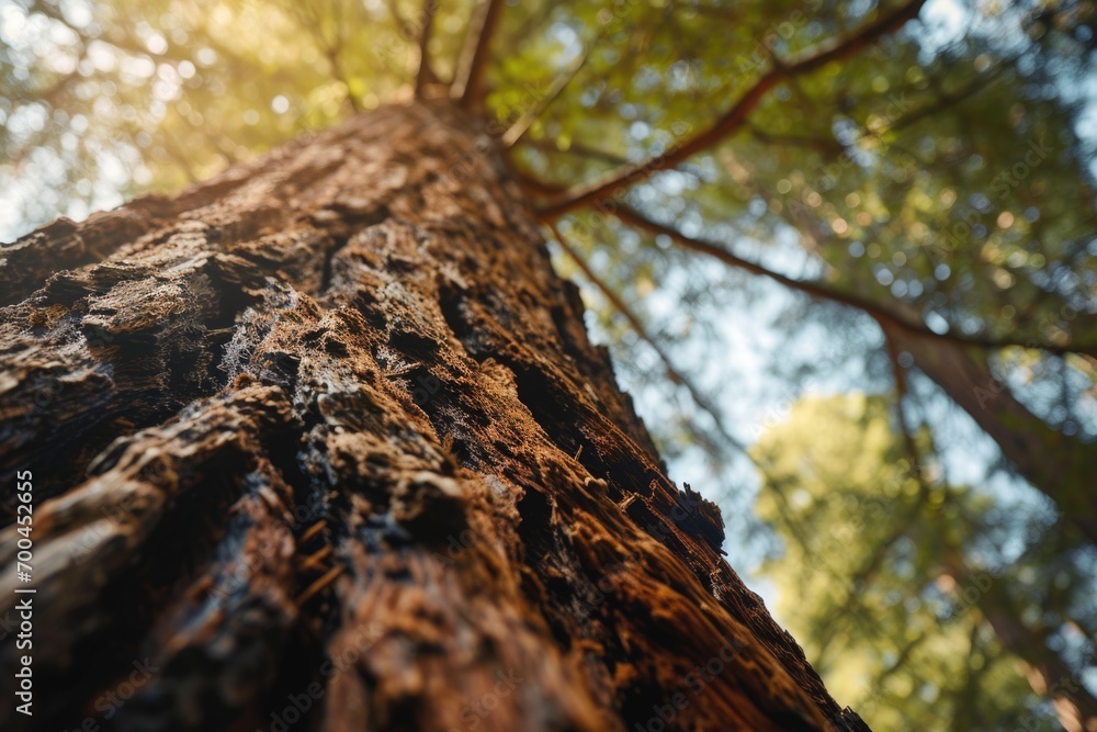 Sticker Sun shining through a tree trunk. Ideal for nature and outdoor-themed designs