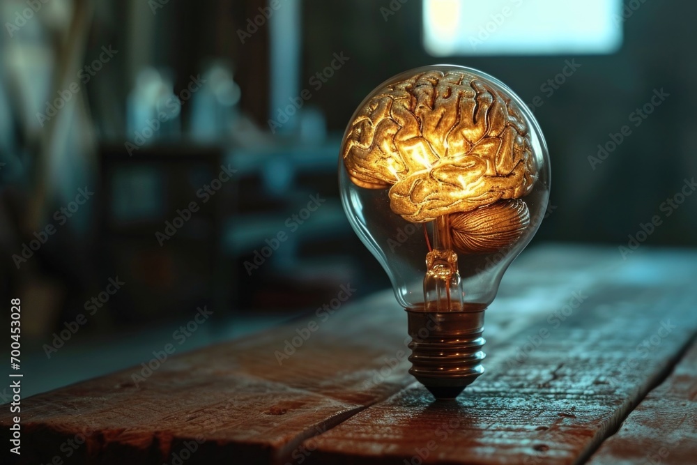 Aufkleber a light bulb with a brain inside, representing intelligence and innovation. can be used to depict cr