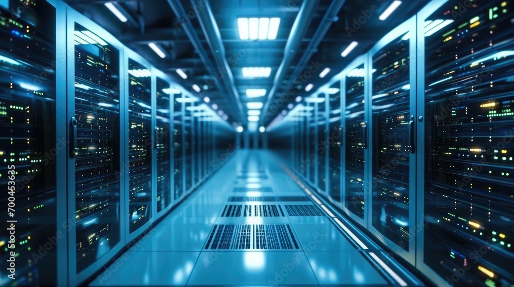 Leinwandbilder a network of servers at a data center. generative ai.