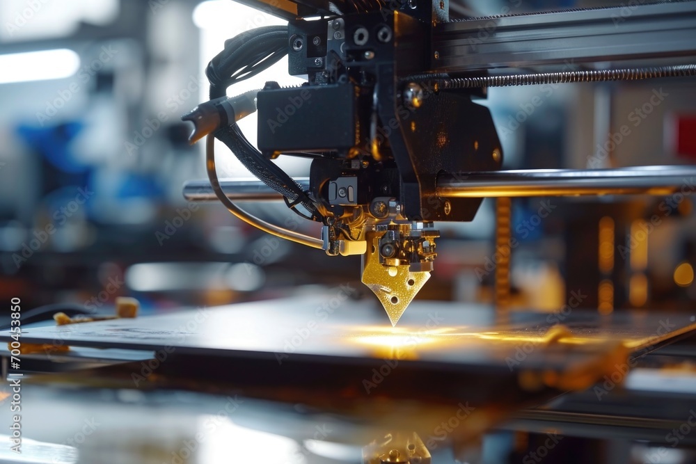 Poster 3d printer close-up on a table. suitable for technology and manufacturing concepts