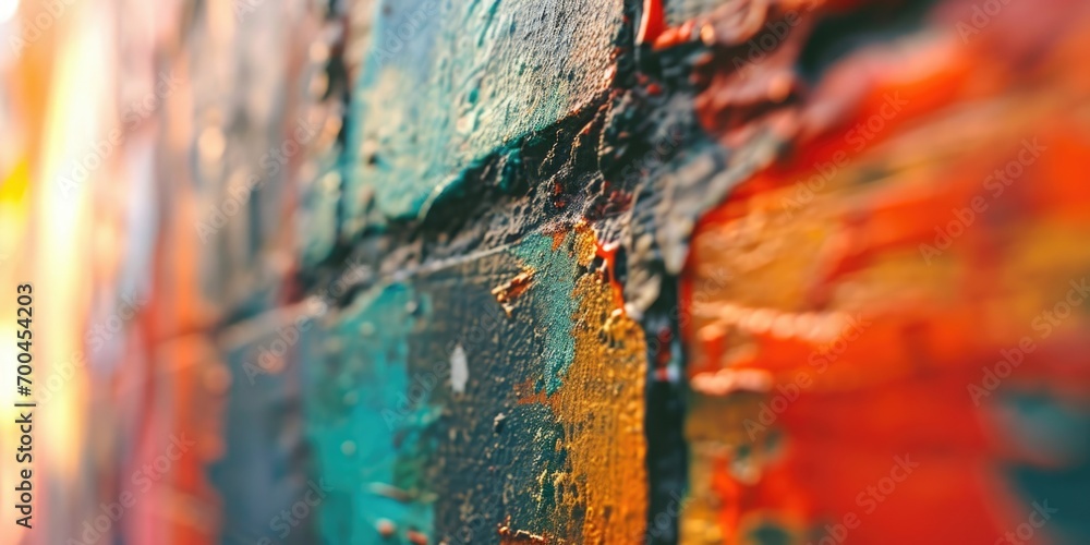 Poster A close up view of a colorful wall. Perfect for adding a vibrant touch to any design project
