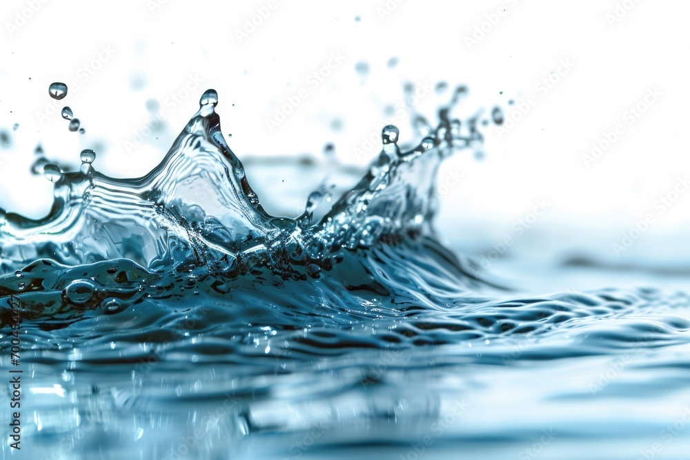 Poster a close-up view of a water splash on a body of water. this image can be used to depict the energy an