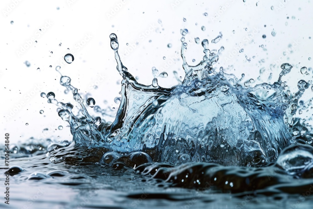 Poster A captivating image capturing a splash of water on top of a body of water. Ideal for use in advertisements, websites, and social media posts to add a refreshing and dynamic touch