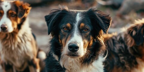 A picture of a couple of dogs standing next to each other. Perfect for pet lovers and animal-related projects