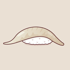 engawa flatfish sushi vector for sashimi food menu, poster, banner restourant with gret background