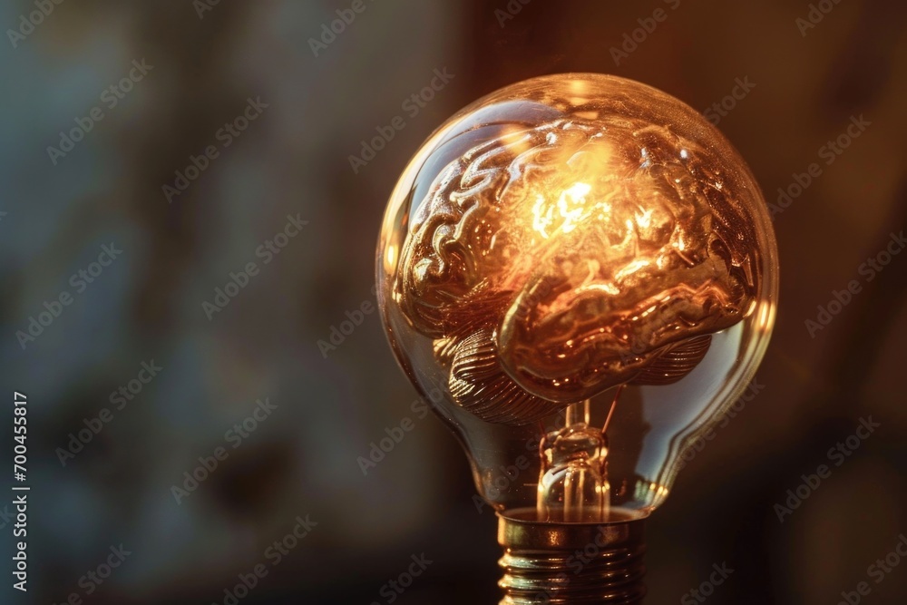 Aufkleber A light bulb with a brain inside, representing intelligence and innovation. Suitable for concepts related to creativity, problem-solving, and technology