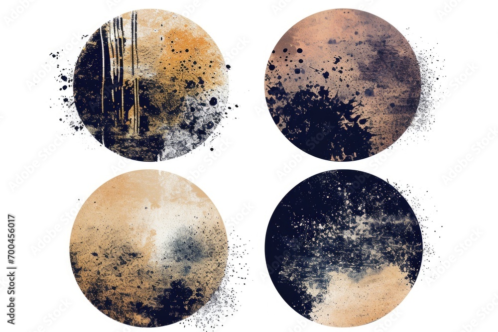 Poster A series of four circles painted in vibrant colors. Perfect for adding a pop of color to any project