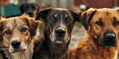 A group of dogs standing next to each other. Perfect for pet-related projects and animal lovers