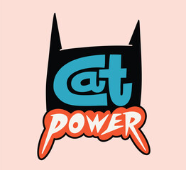 Cat power. Vector illustration in trendy doodle cartoon style. Isolated on light backgroud. T-shirt design concept. - 700456064