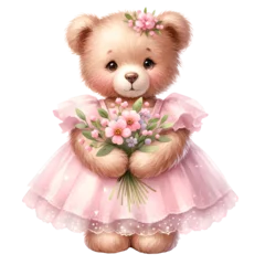 Foto op Plexiglas Cute teddy bear  in a pink dress © Autaporn