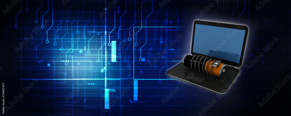 Poster 3d rendering network connection, internet communication and computer technology concept, closeup vie