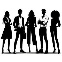 Black silhouette of a group of businessmen