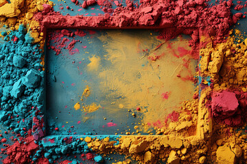 Holi frame with copy space, festive colors