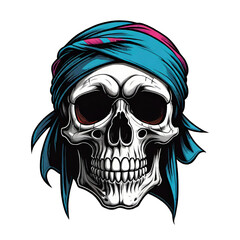 Skull in turban. Vector illustration on a transparent background 
