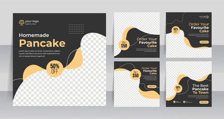 homemade pancake instagram web social media post template 