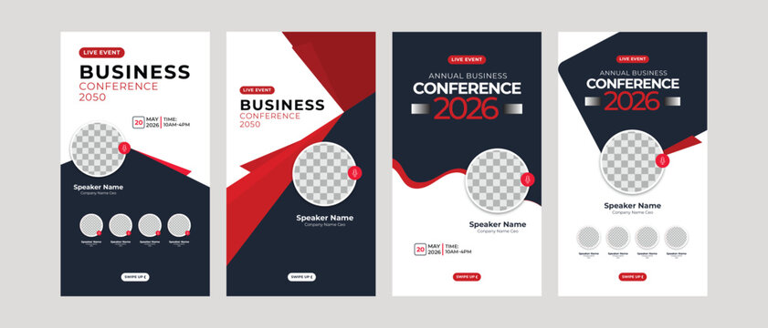 business conference live webinar social media instagram stories template. 
