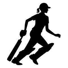 Fototapeta na wymiar minimal Cricket player vector silhouette, black color silhouette