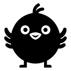 minimal funny bird character vector silhouette, black color silhouette