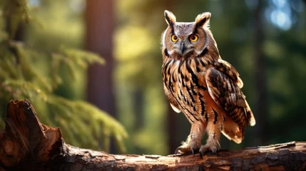 Poster an owl stands on a tree branch © Fly Frames