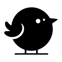 minimal funny bird character vector silhouette, black color silhouette