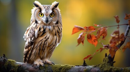 Fototapeta premium an owl stands on a tree branch