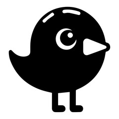minimal funny bird character vector silhouette, black color silhouette