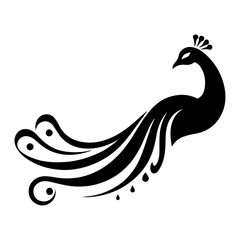 Obraz premium minimal peacock bird vector silhouette, black color silhouette, white background