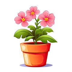 Graceful Potted Pink  Flower Artwork Against a White Background