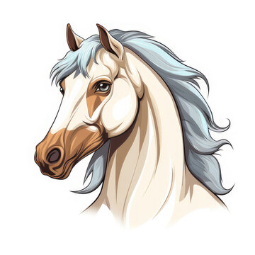 Graceful White Horse Head Illustration
