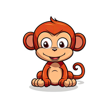 cute cartoon little monkey in white background