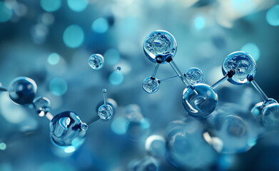 Scientific and cosmetology background featuring an abstract molecular structure.