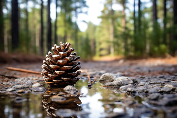 pinecone in the forest. Generative Ai