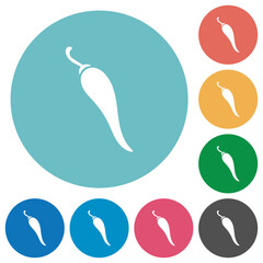 Chili pepper solid flat round icons