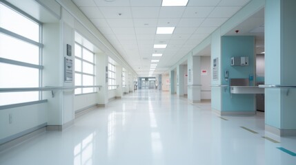 Empty Modern Hospital Corridor