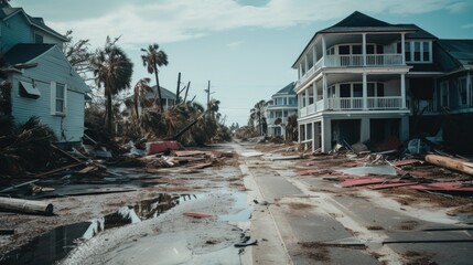 Fototapeta na wymiar Hurricane destroyed homes