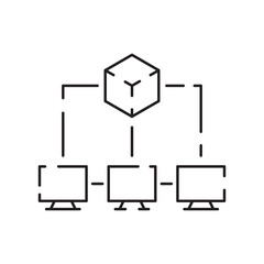 Blockchain and Bitcoin technology line icon set. Vector cryptocurrency icons element. Containing blockchain, distribution, and decentralized finance