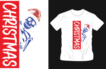 christmas with skeleton wear santa hat holding letters t-shirt design